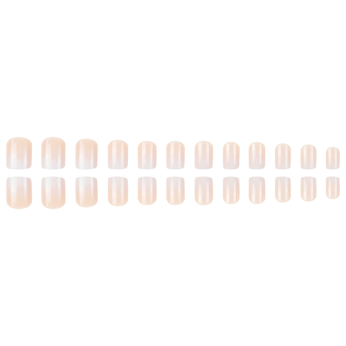 24pcs/Set Pink-to-White Gradient Short Press On Nails