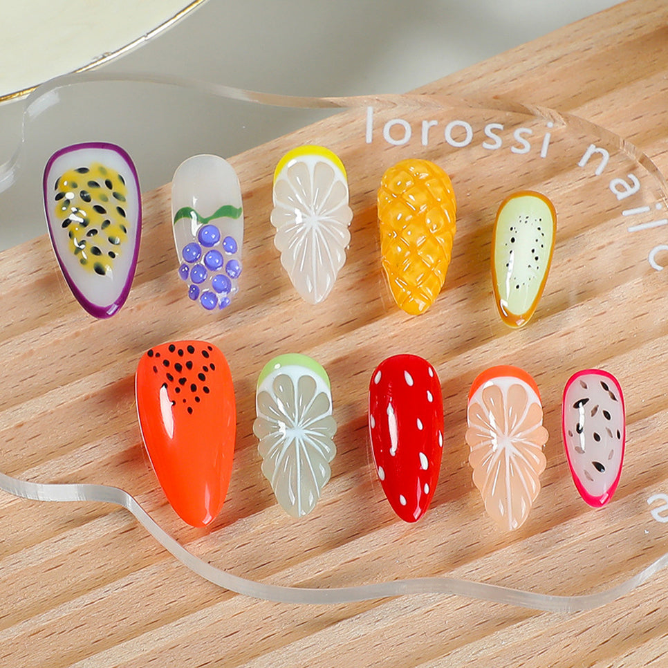 (Handmade) 10pcs/Set Spring Fruits Press-On Nails