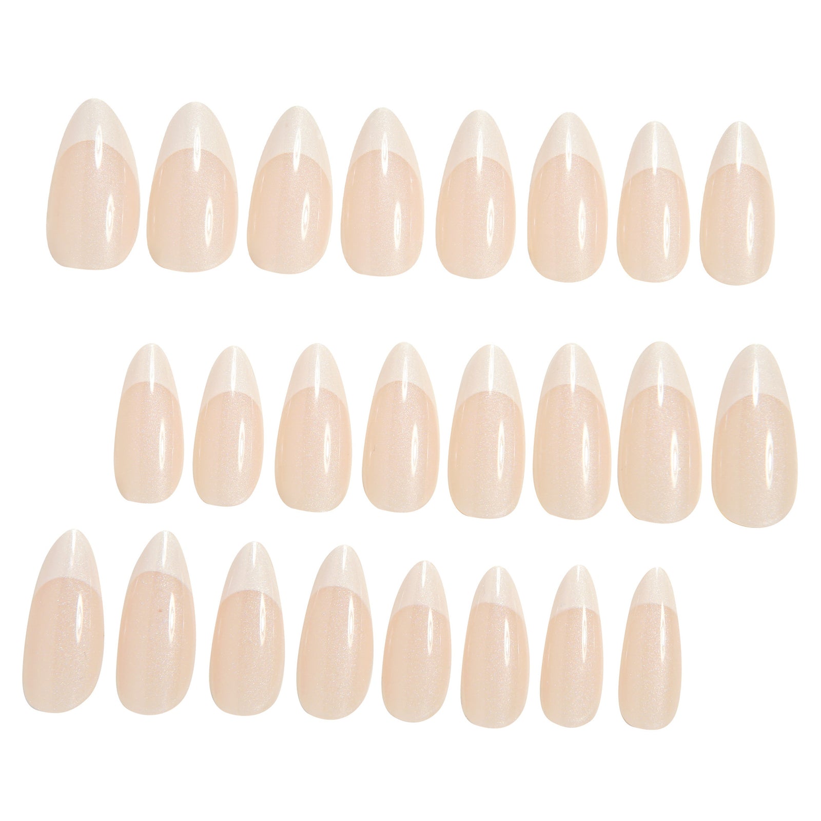 24pcs/Set White French Chrome Press-On Nails