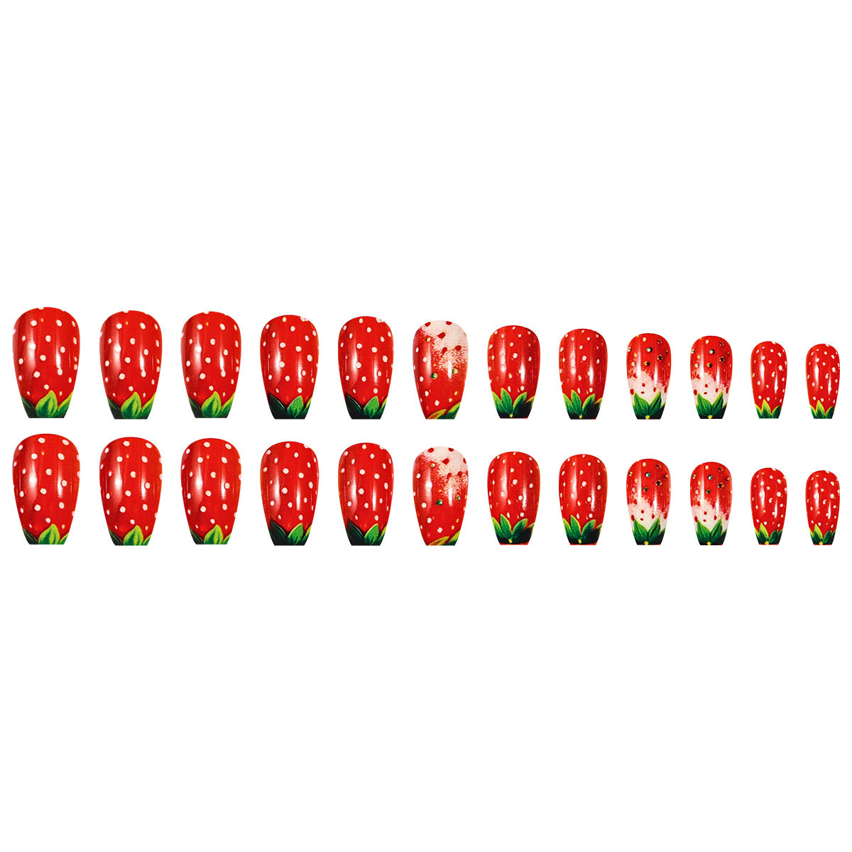 24pcs/Set Strawberry Dots ress-On Nails