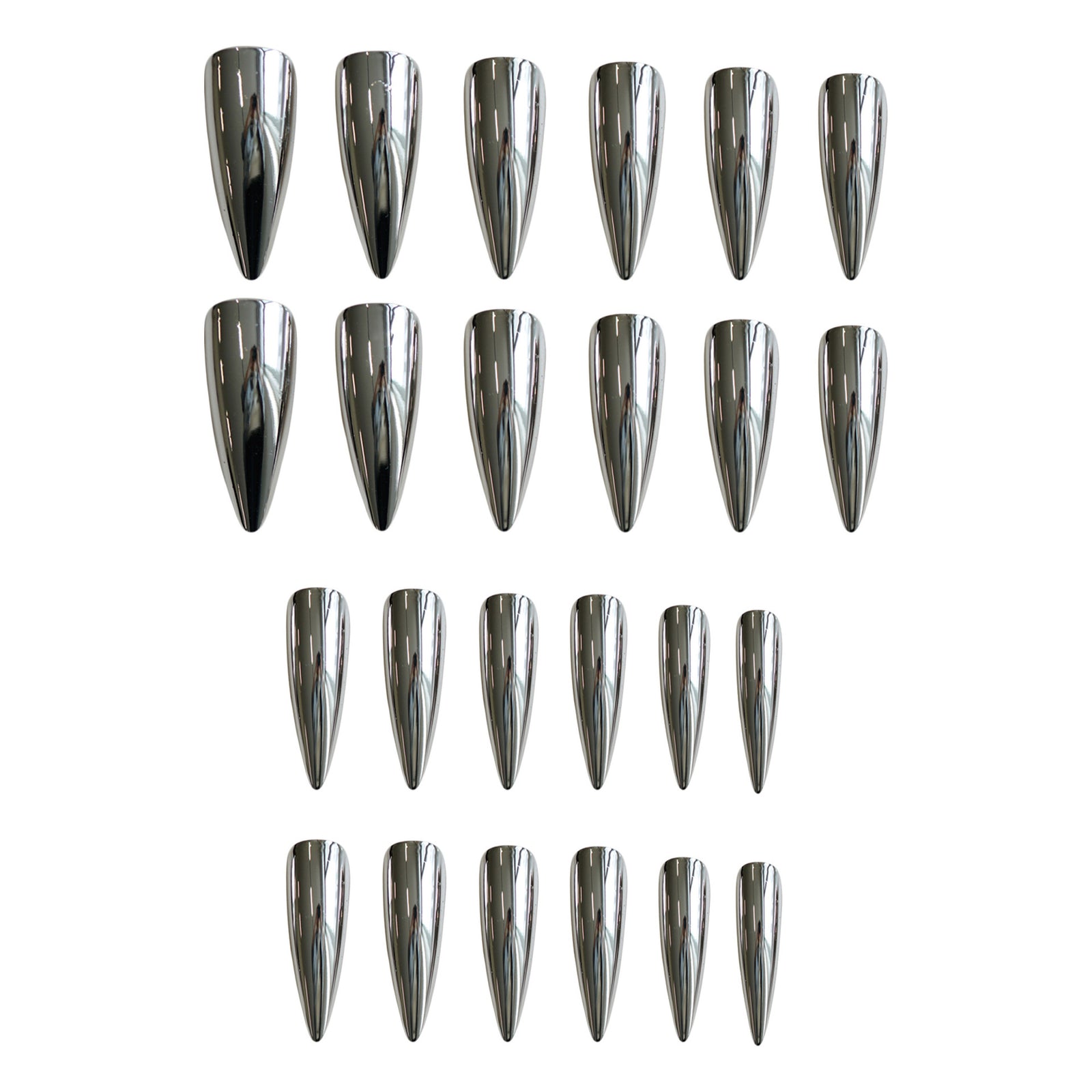 24pcs/Set Solid Metallic Silver Press-On Nails