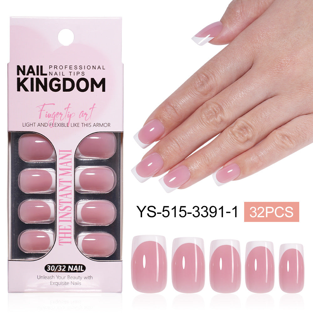 24pcs/Set Classic French Style Almond Press-On Nails