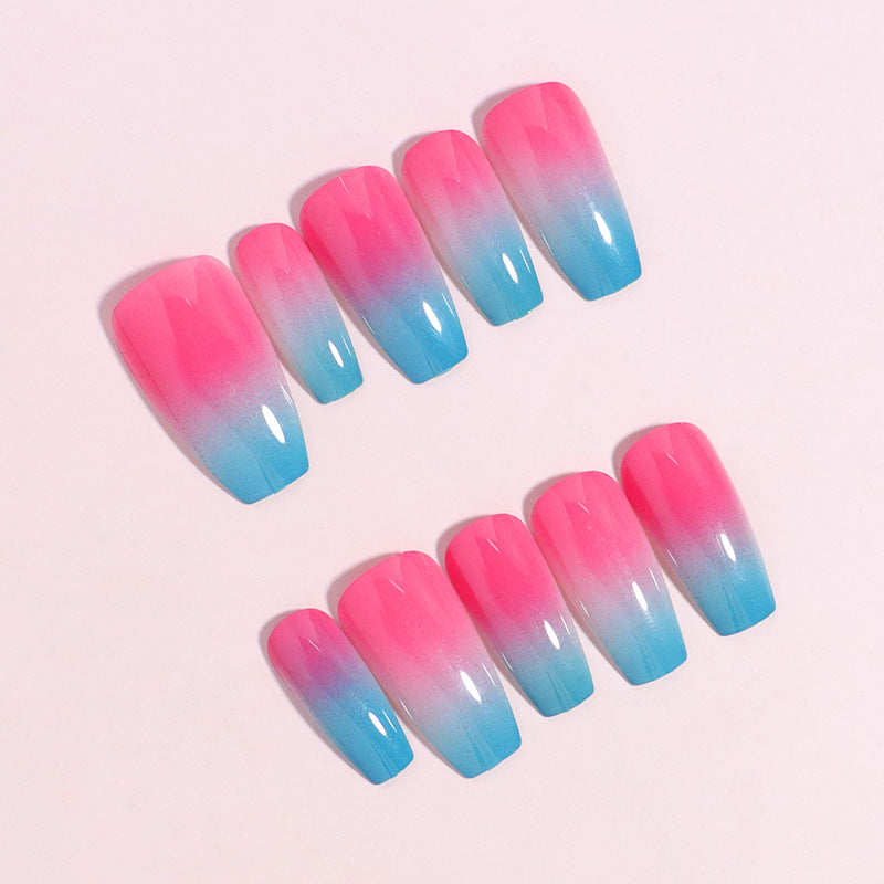 24pcs/Set Blue to Red Gradient Press-On Nails