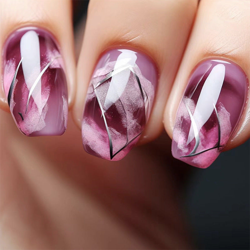 24pcs/Set Purple Red Ombre Press-On Nails