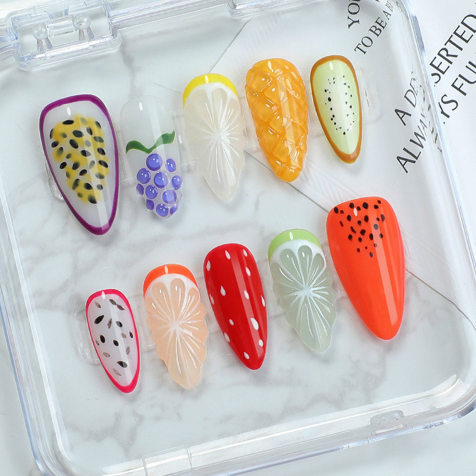 (Handmade) 10pcs/Set Spring Fruits Press-On Nails