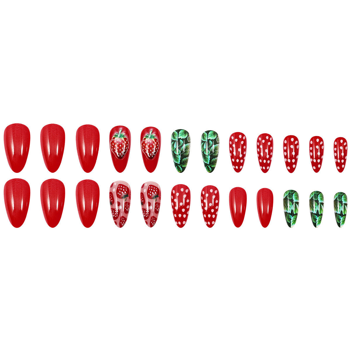 24pcs/Set Red Strawberry Press-On Nails