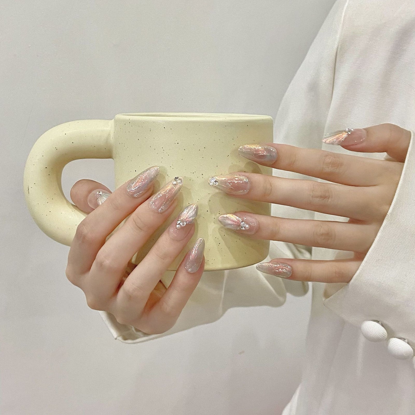 (Handmade) 10pcs/Set Mermaid Sparkle Press-On Nails