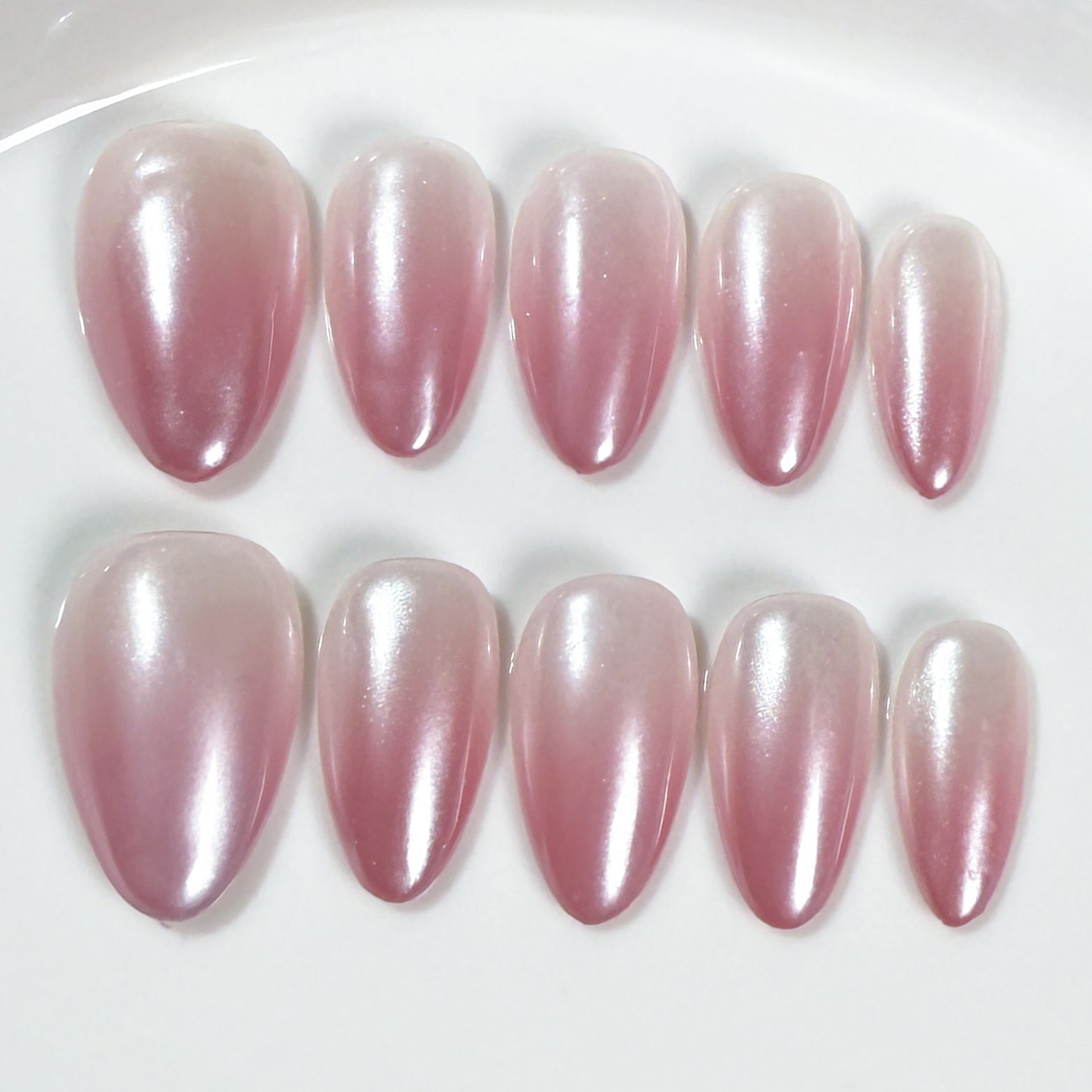 (Handmade) 10pcs/Set Pink Gradient Press-On Nails