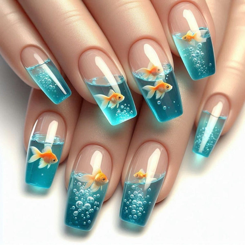24pcs/Set Little Fish Press-On Nails