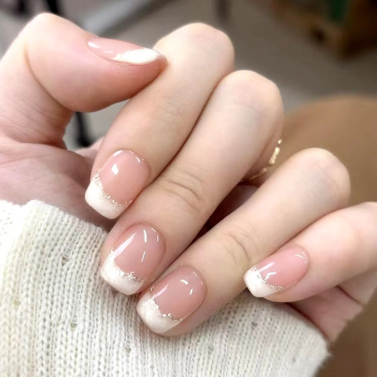 24pcs/Set Milky White French Tip Press-On Nails