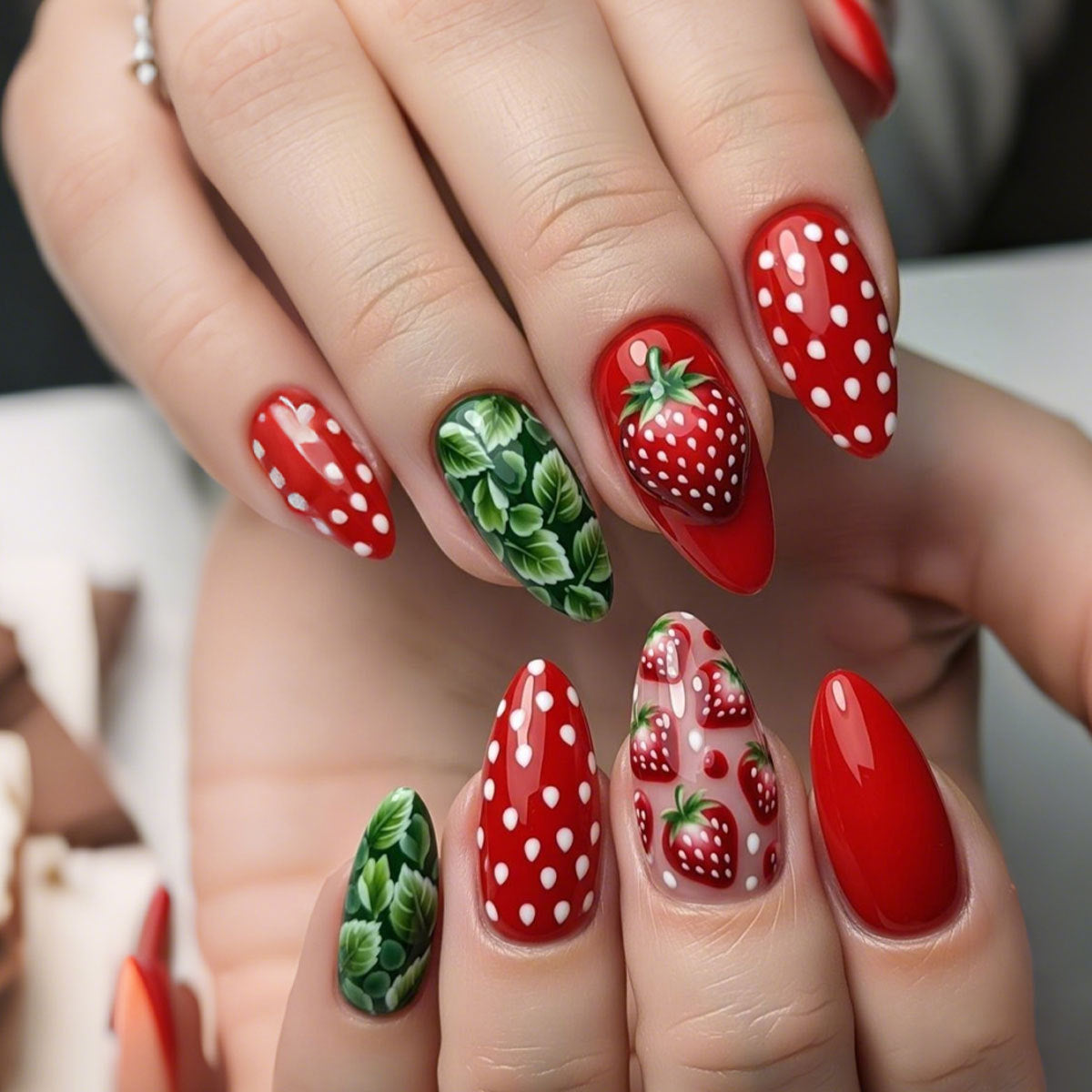 24pcs/Set Red Strawberry Press-On Nails