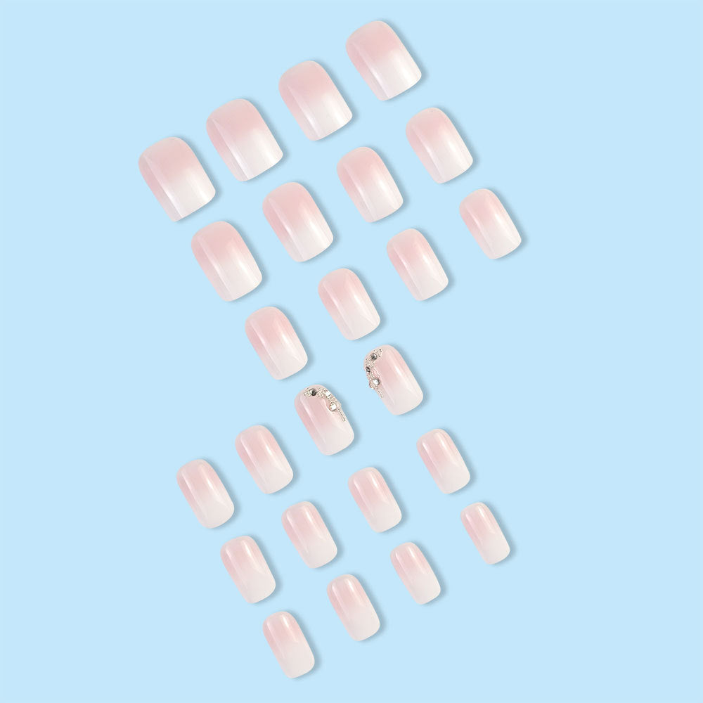 24pcs/Set Gradient Jelly Pink Press-On Nails