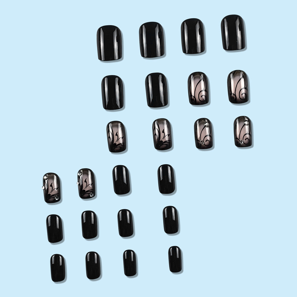 24 Stück/Set aufklebbare Nägel mit 3D-Blumenmotiv