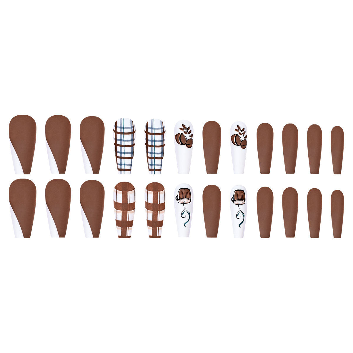 24pcs/Set Autumn Winter Hazelnut Coffee Press-On Nails