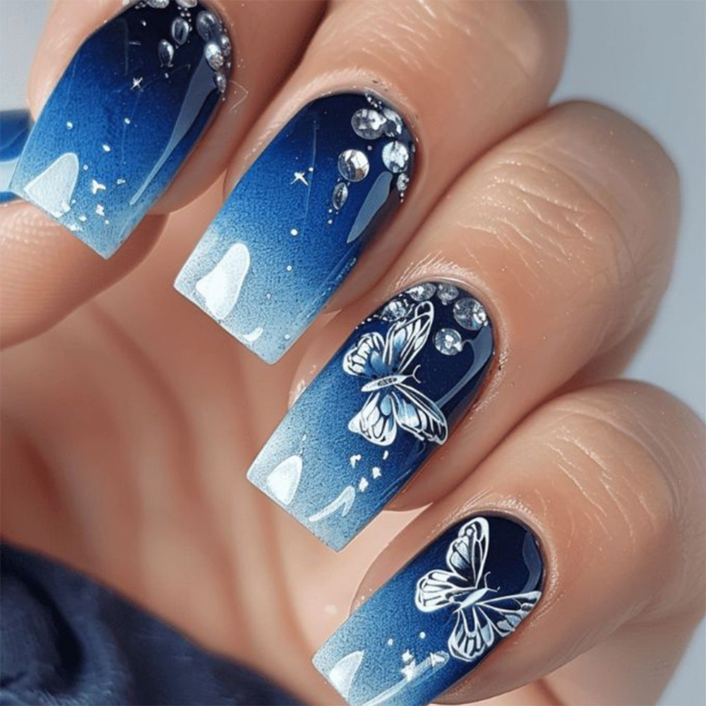 24pcs/Set Starry Sky Gradient Press-On Nails