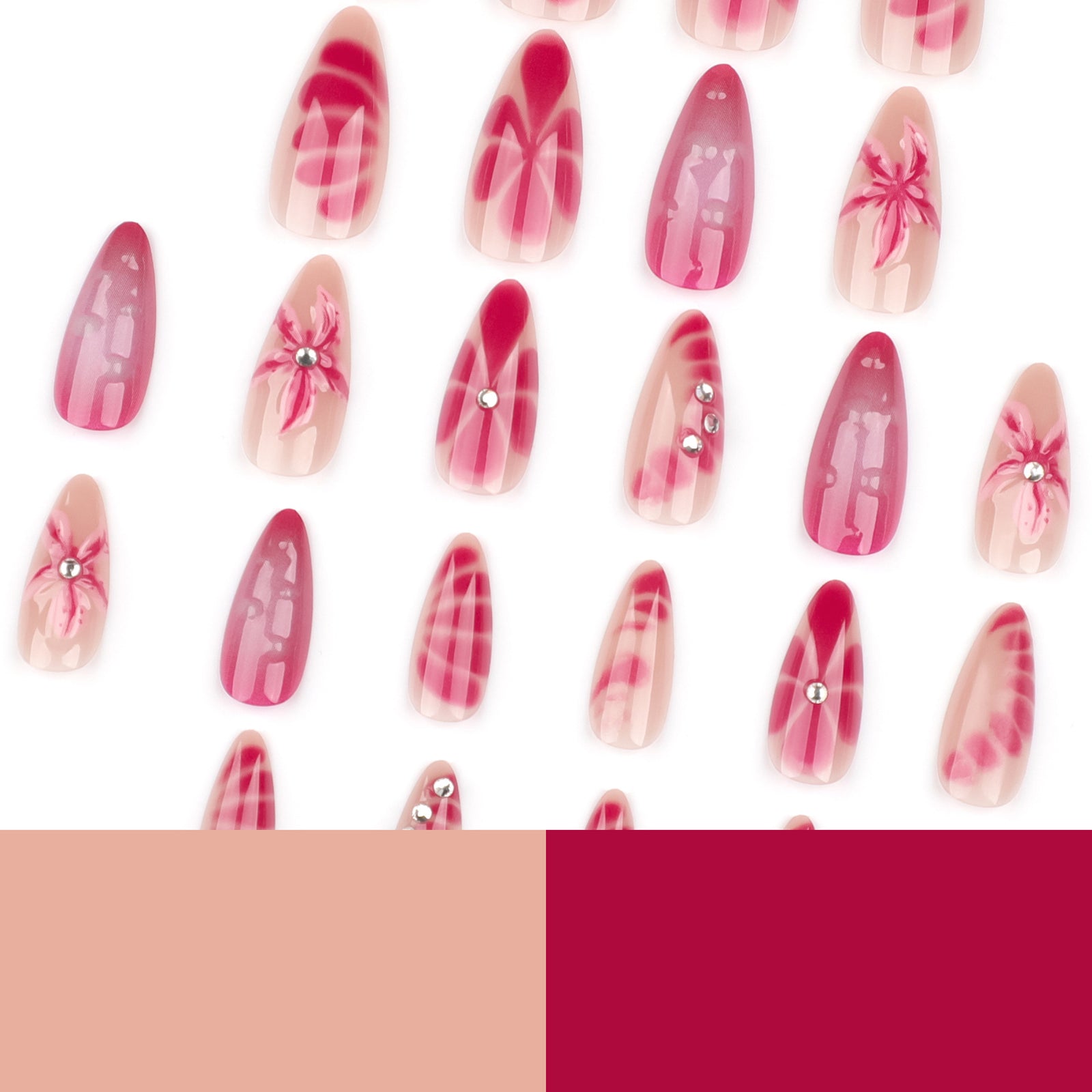 24pcs/Set 3D Floral Ombre Press-On Nails