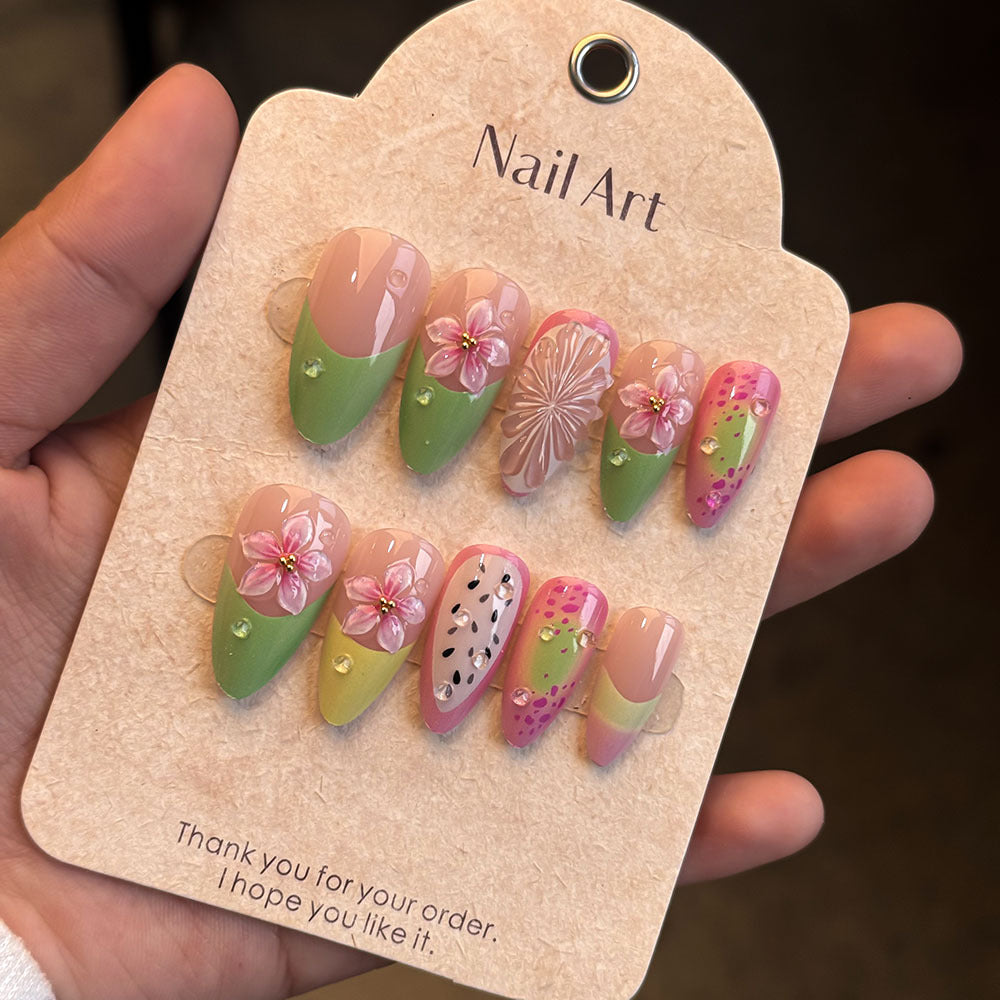 24pcs/Set French Lemon Blossoms Press-On Nails