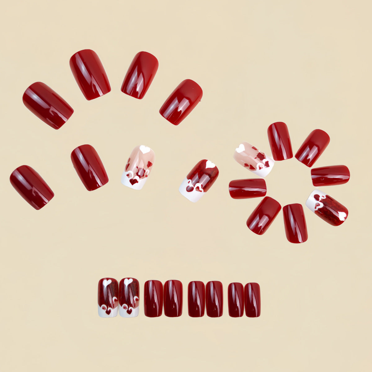 24pcs/Set Valentine’s Heart Press-On Nails