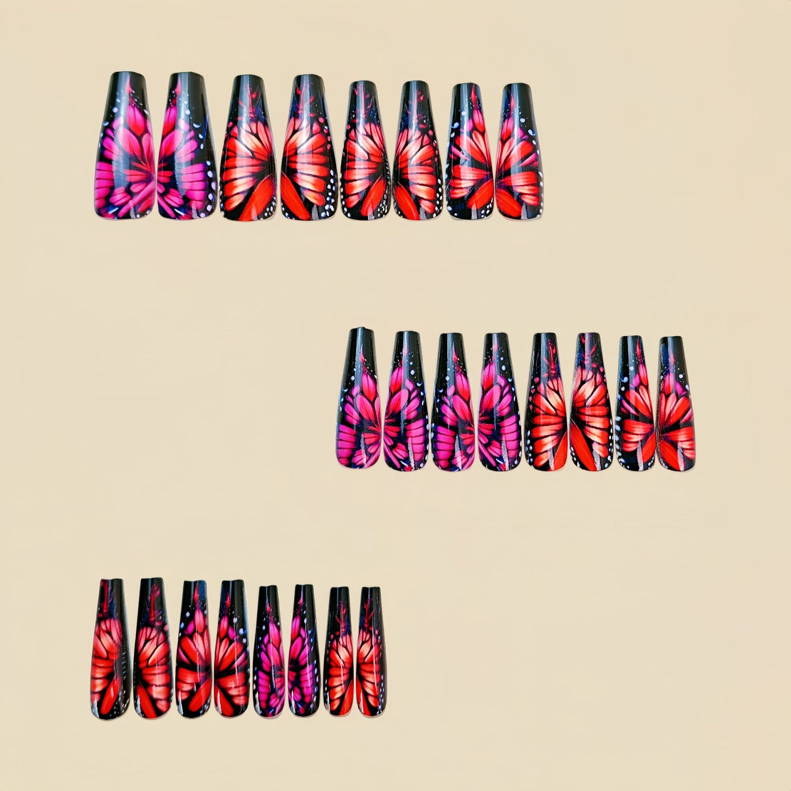 24pcs/Set Long Butterfly Press-On Nails