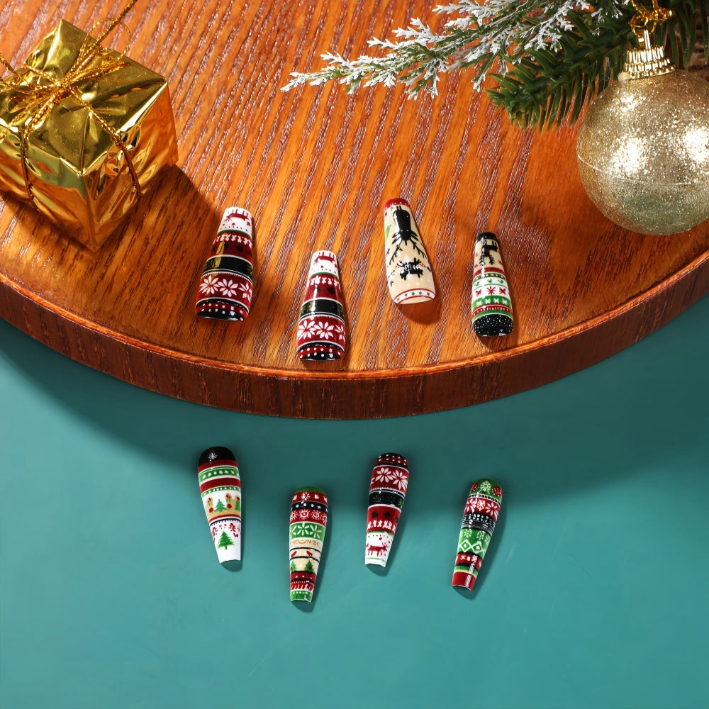 24pcs/Set Christmas Reindeer Press-On Nails