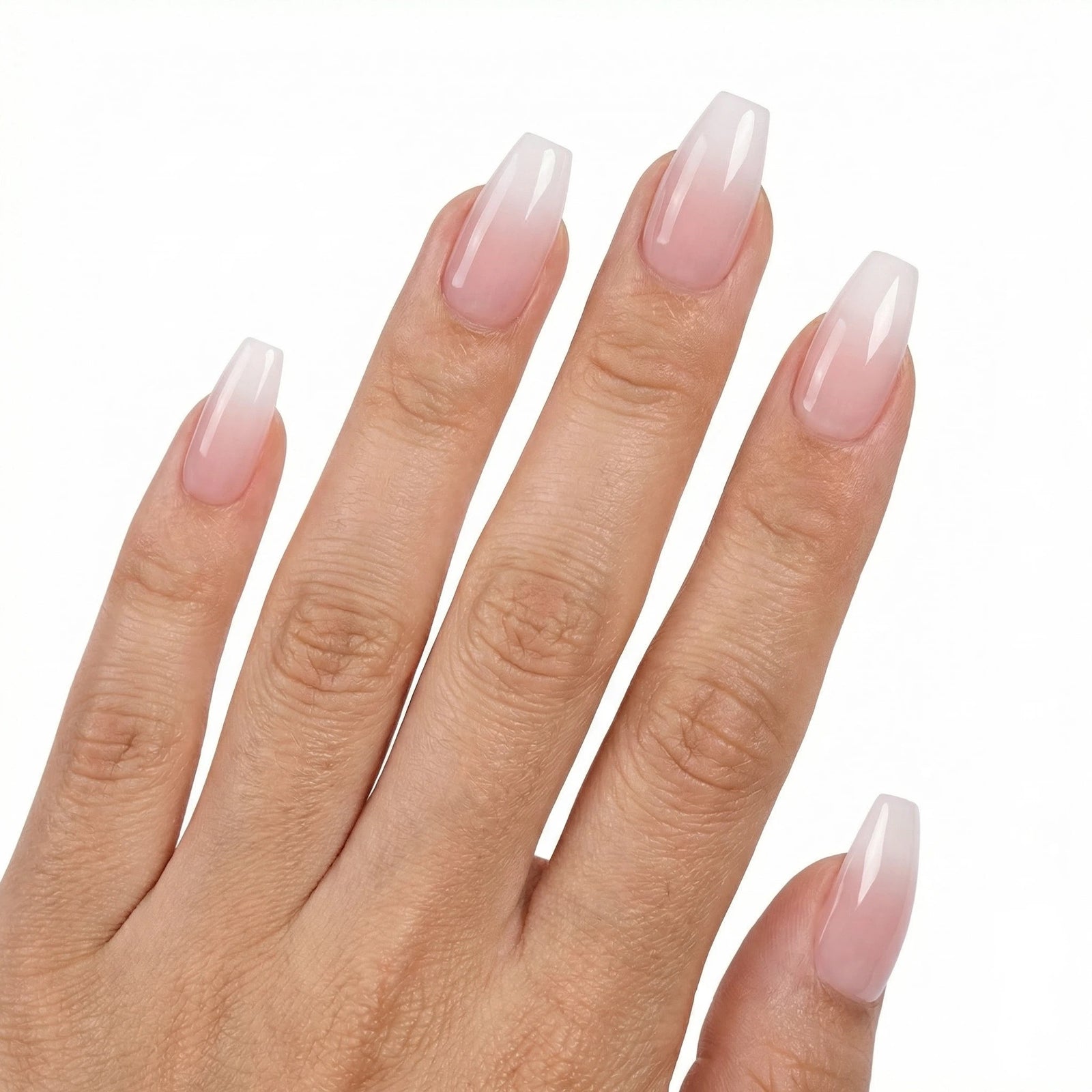 24pcs/Set Frosted Gradient Nude White Press-On Nails