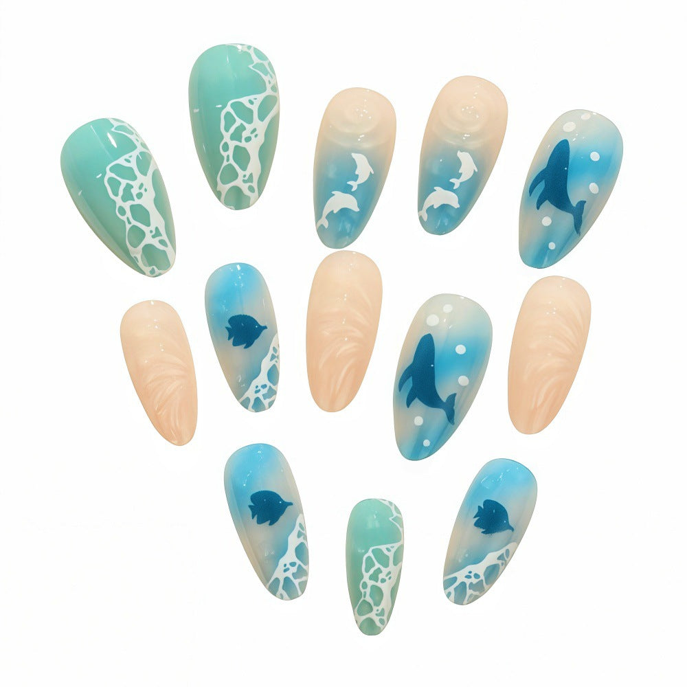 24pcs/Set Ocean Gradient Press-On Nails