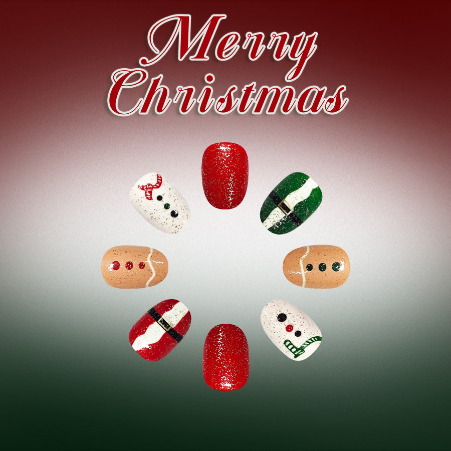 24pcs/Set Snowman & Santa Claus Press On Nails
