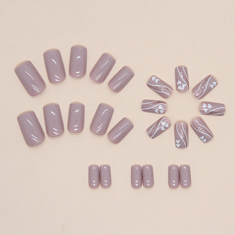 24pcs/Set Heart Wave Press-On Nails