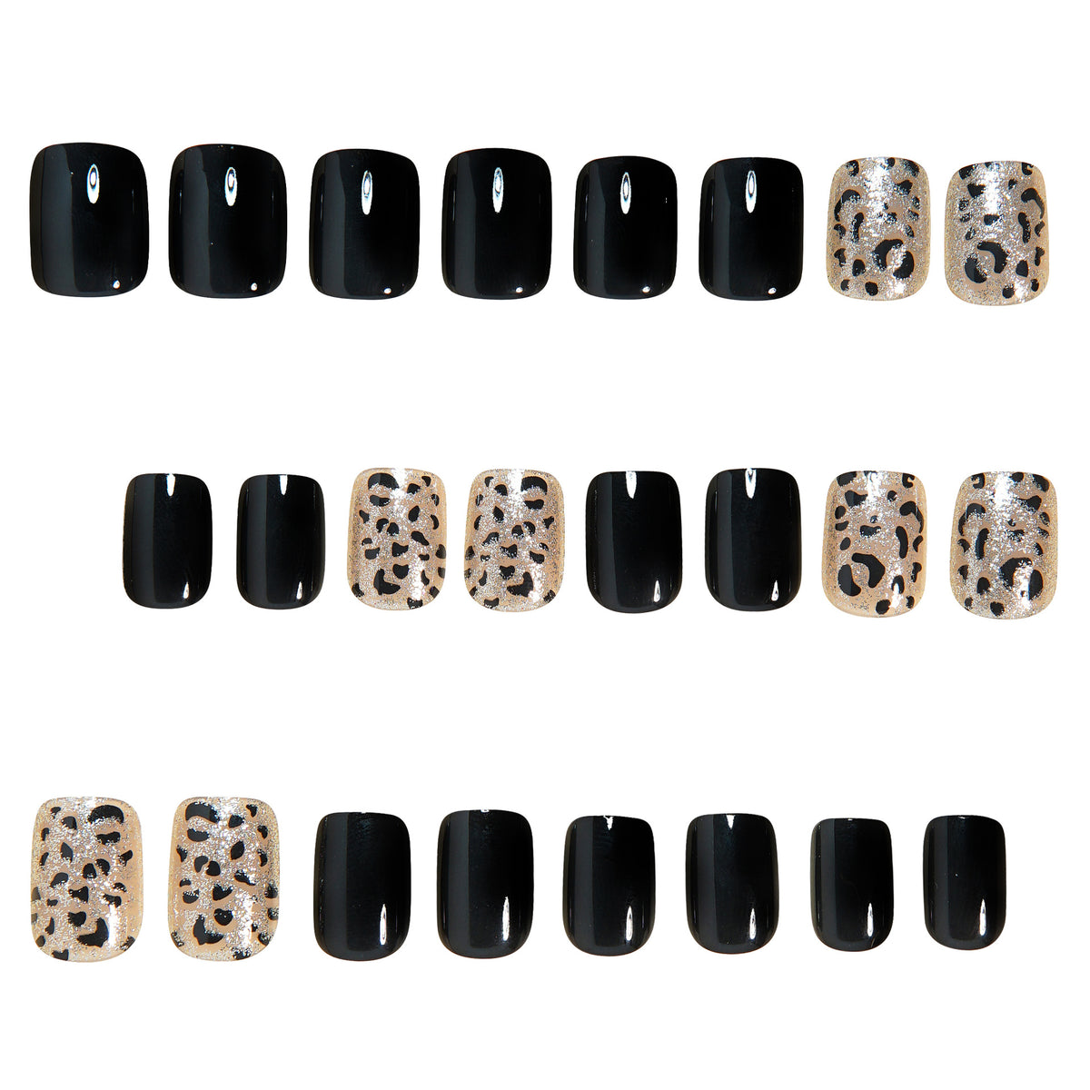 24pcs/Set Black Leopard Press On Nails