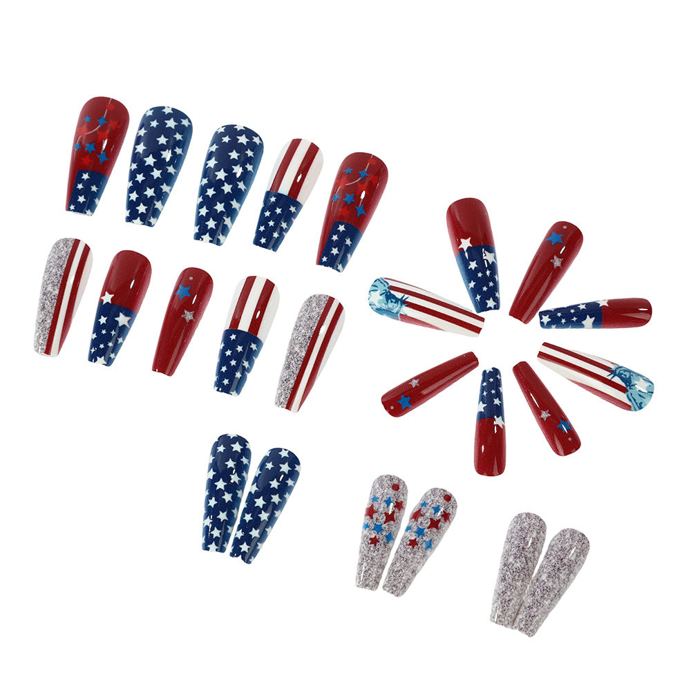 24pcs/Set Statue of Liberty with Flag Press-On Nails