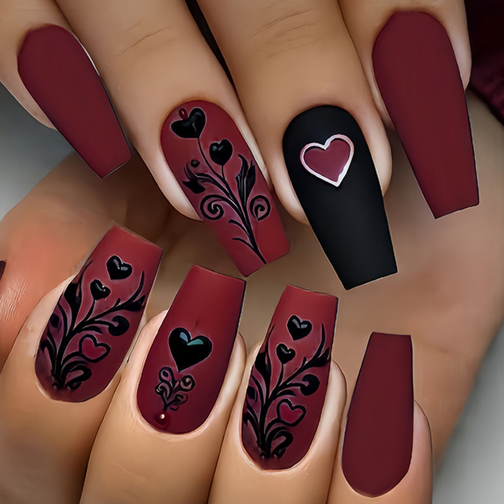 24pcs/Set Hearts & Flowers Press-On Nails