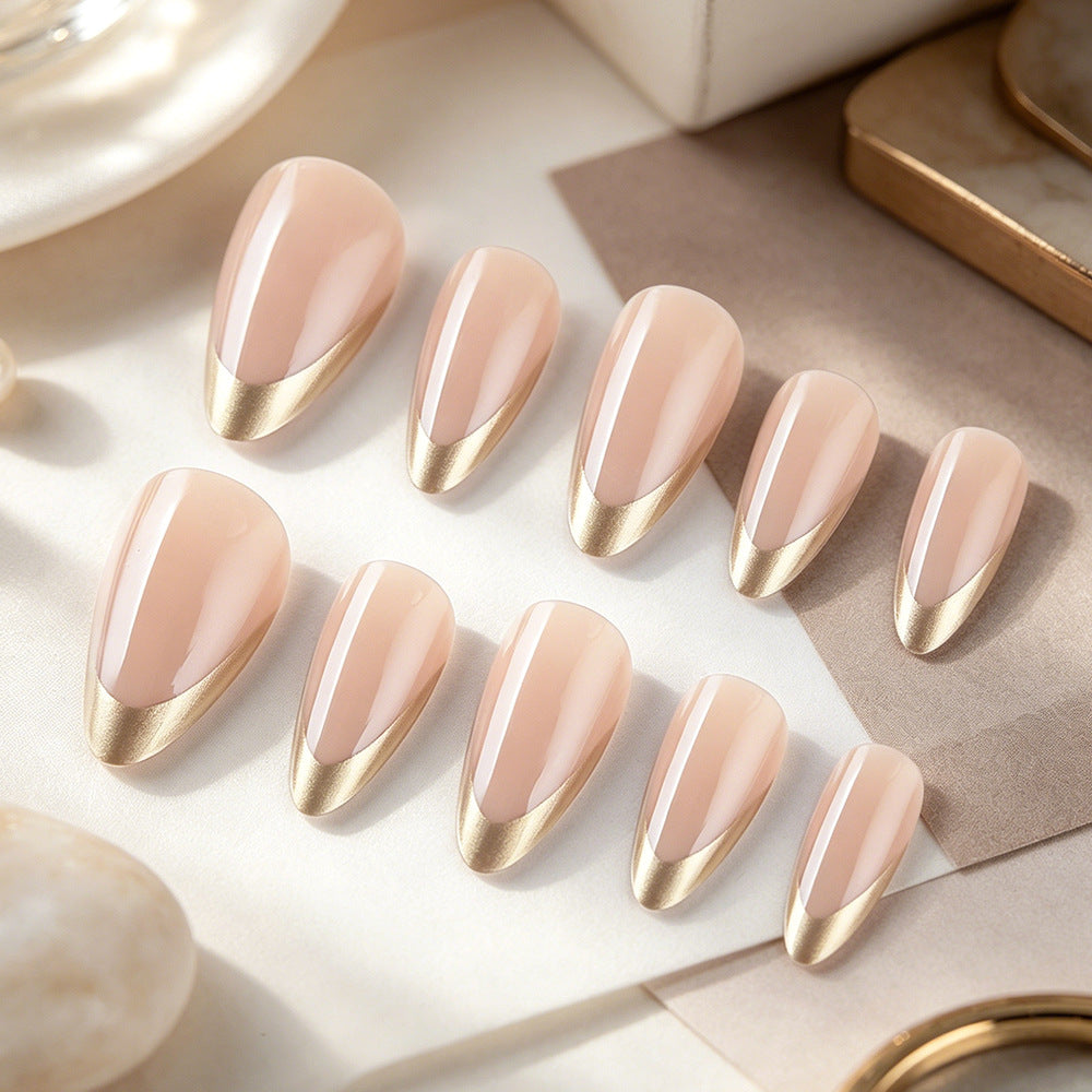 24pcs/Set Golden French Tips Press-On Nails