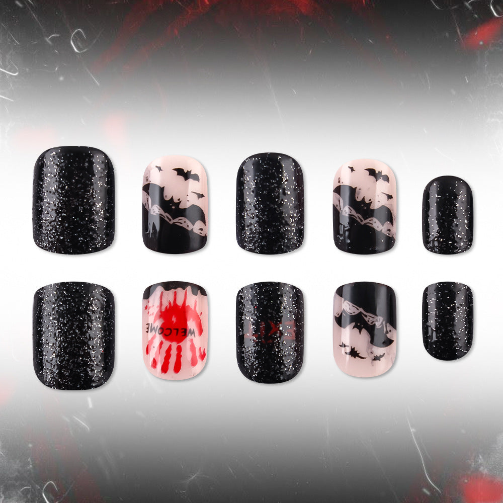 24pcs/Set Bloody Handprint Bats Press On Nails