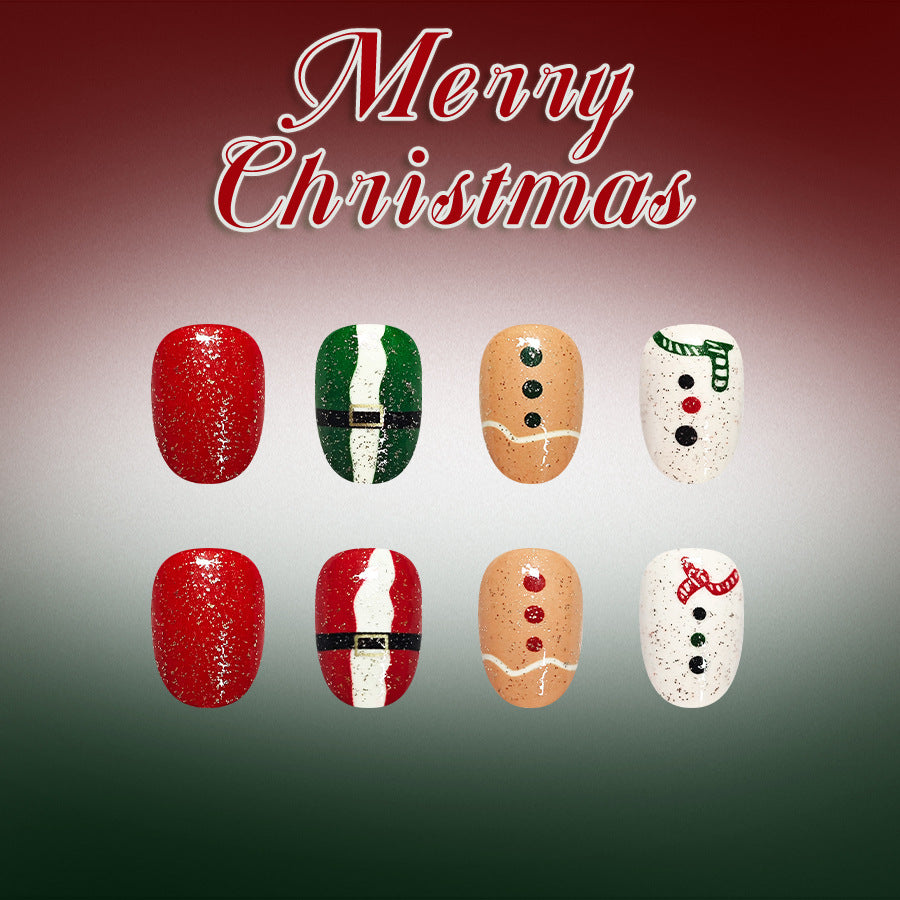 24pcs/Set Snowman & Santa Claus Press On Nails