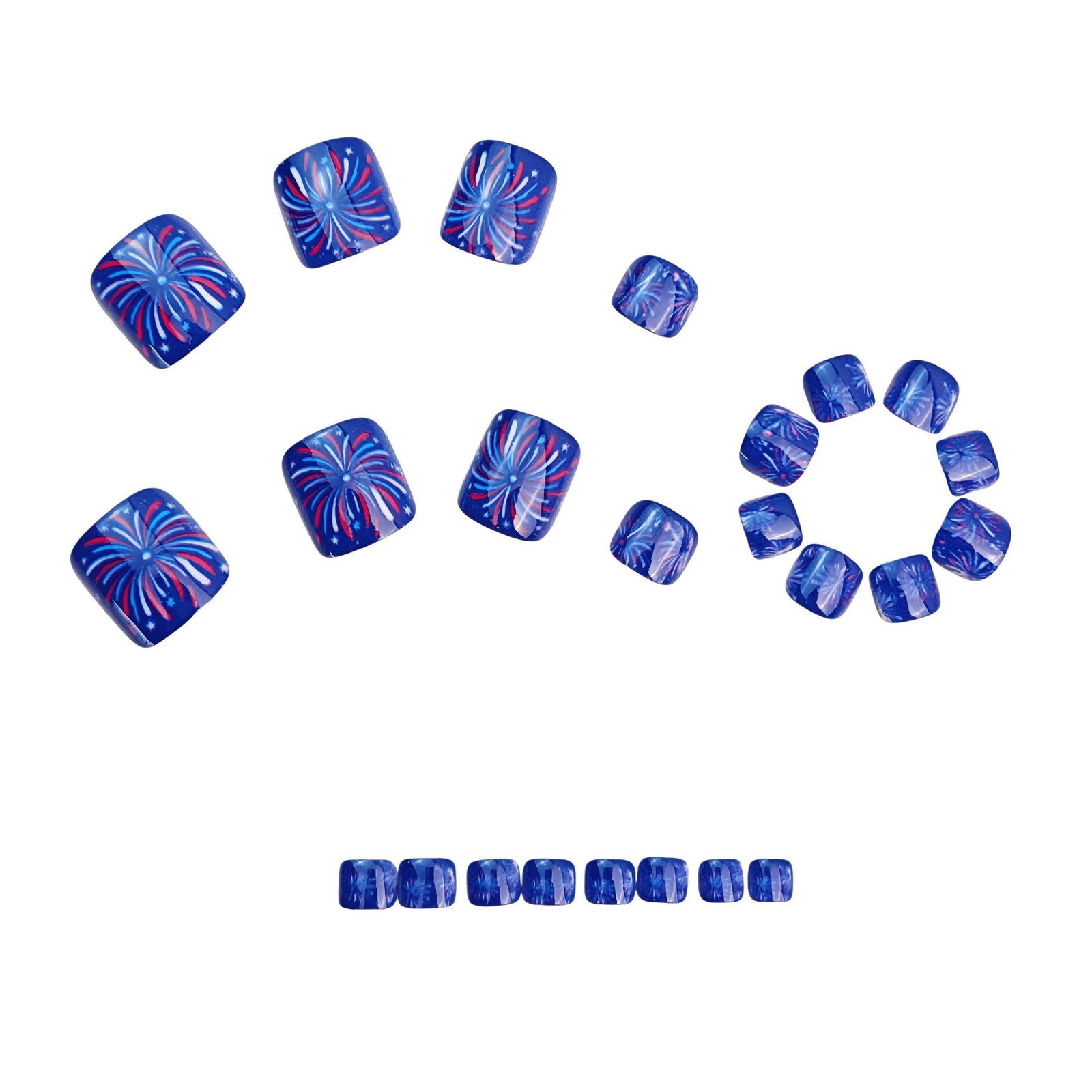 24pcs/Set Royal Blue Fireworks Press-On Nails