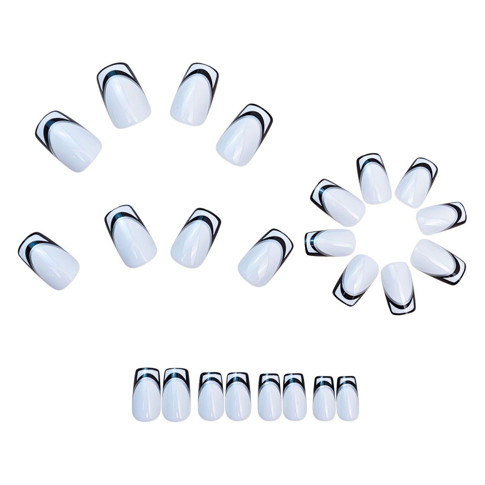 24pcs/Set Black & White French Tips Press-On Nails