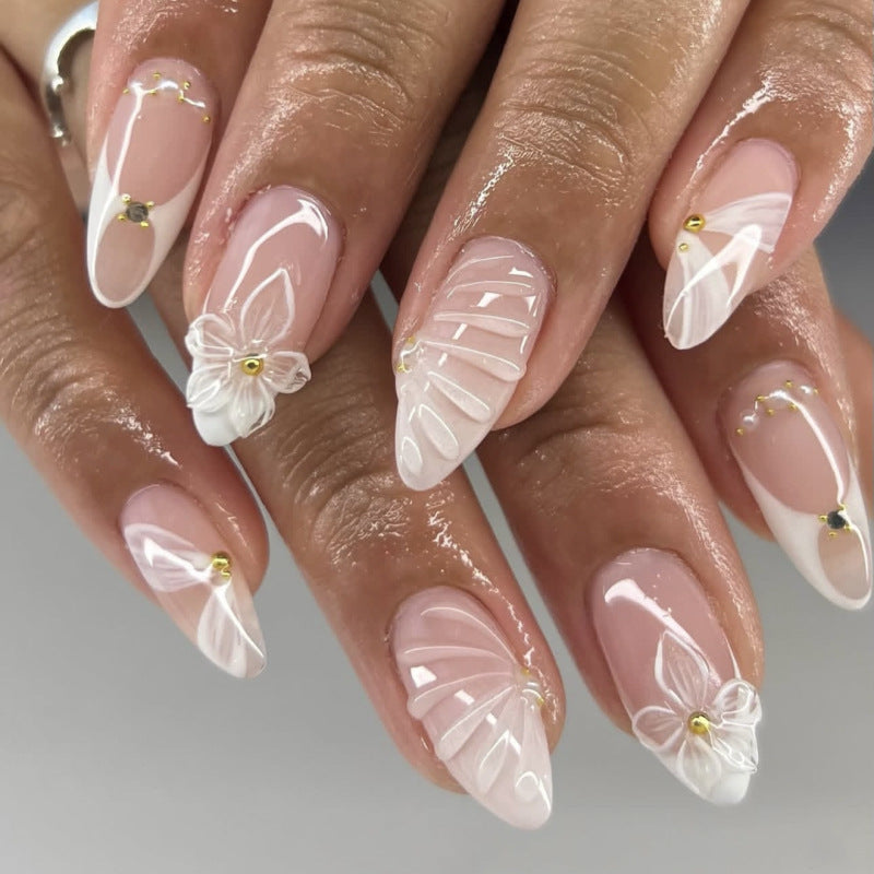 24pcs/Set 3D Floral Press On Nails
