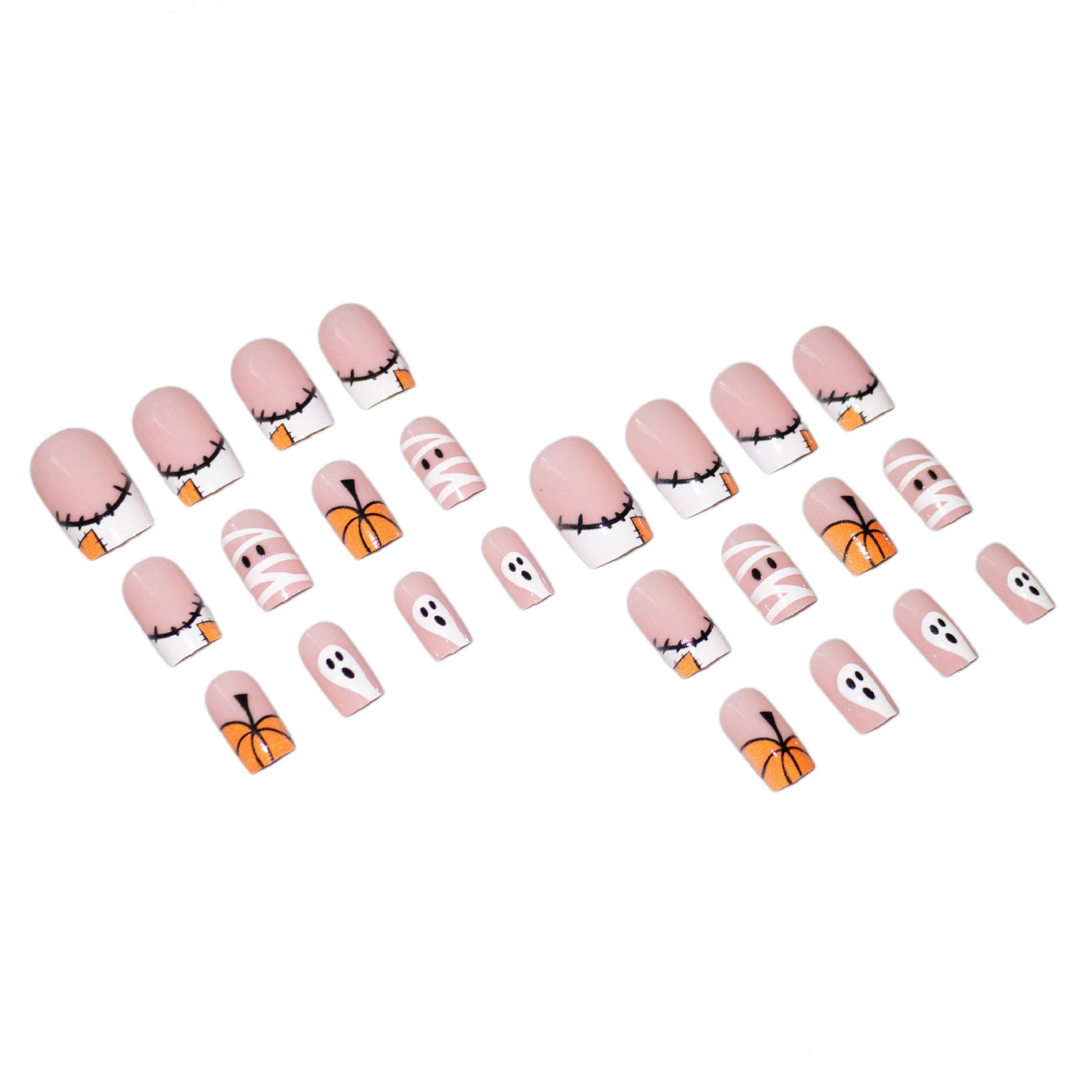 24pcs/Set Pumpkin Ghost French Press On Nails