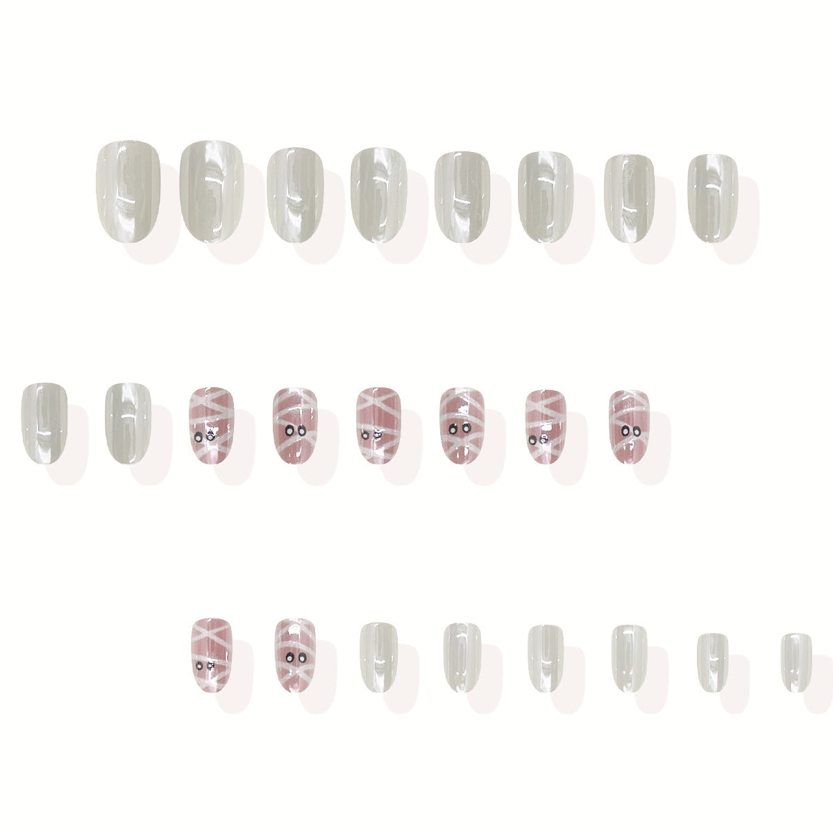 24pcs/Set White Mummy Press On Nails