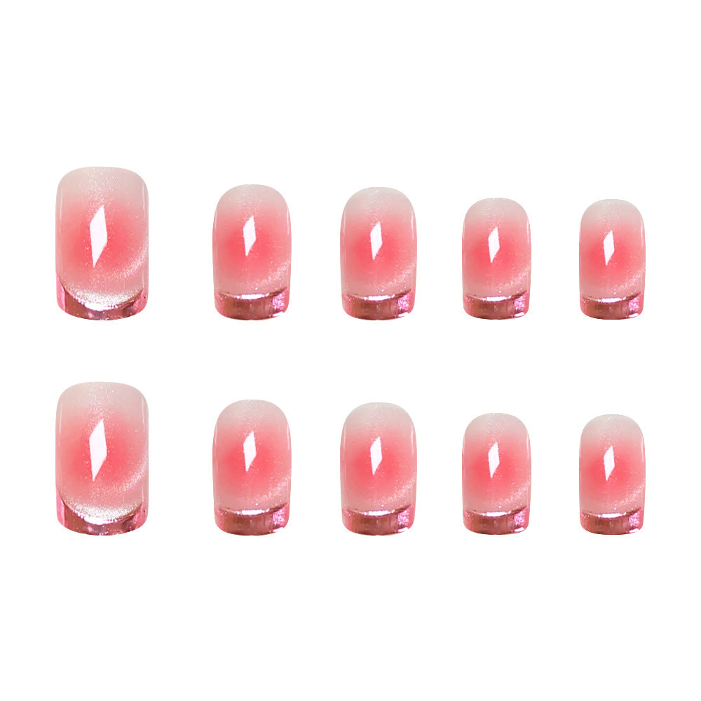 24pcs/Set Chrome French Cat Eye Press-On Nails