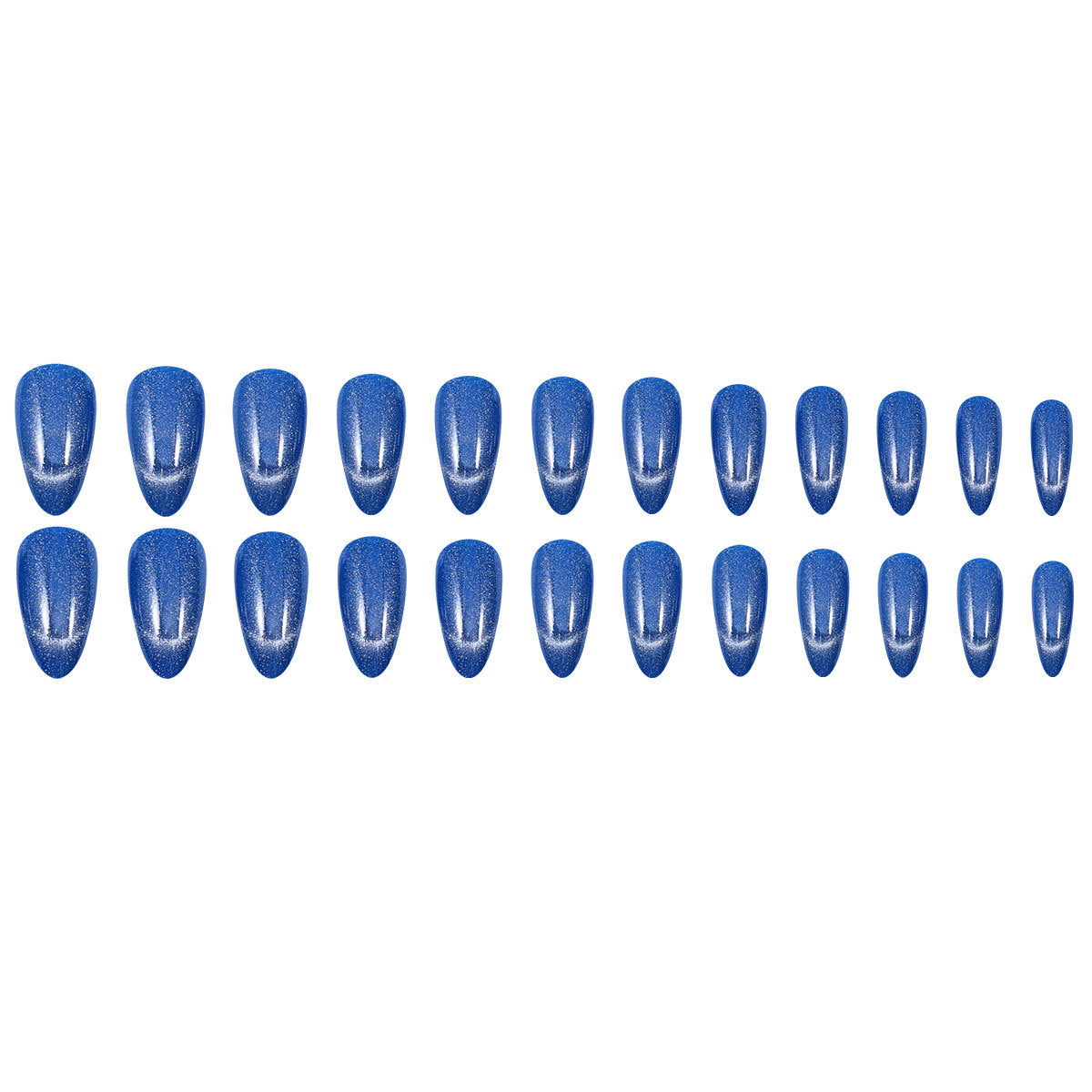 24pcs/Set Blue Cat Eye Press On Nails