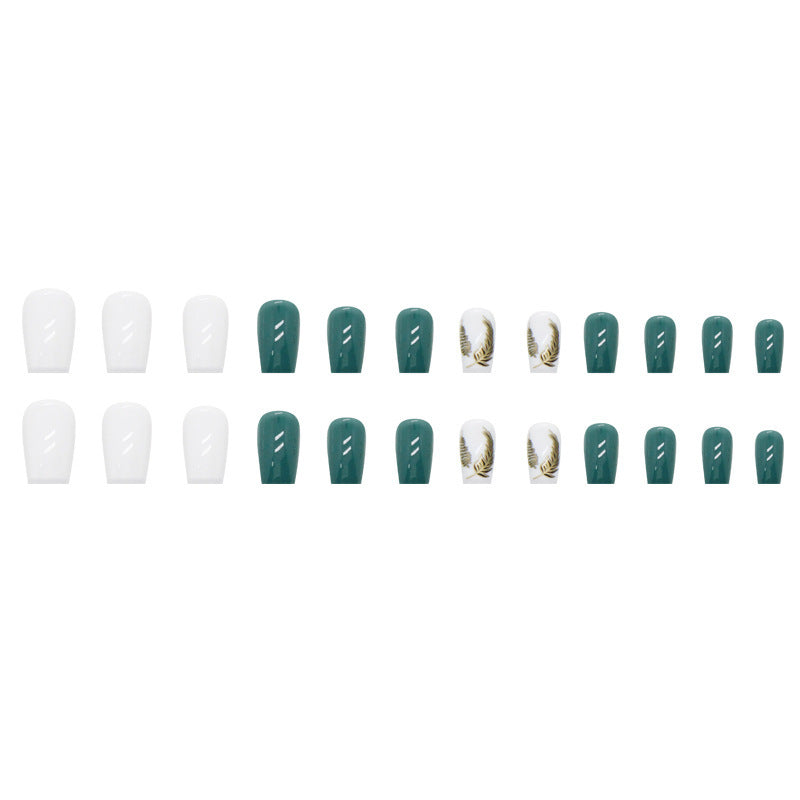 24pcs/Set Gold Leaf Press-On Nails