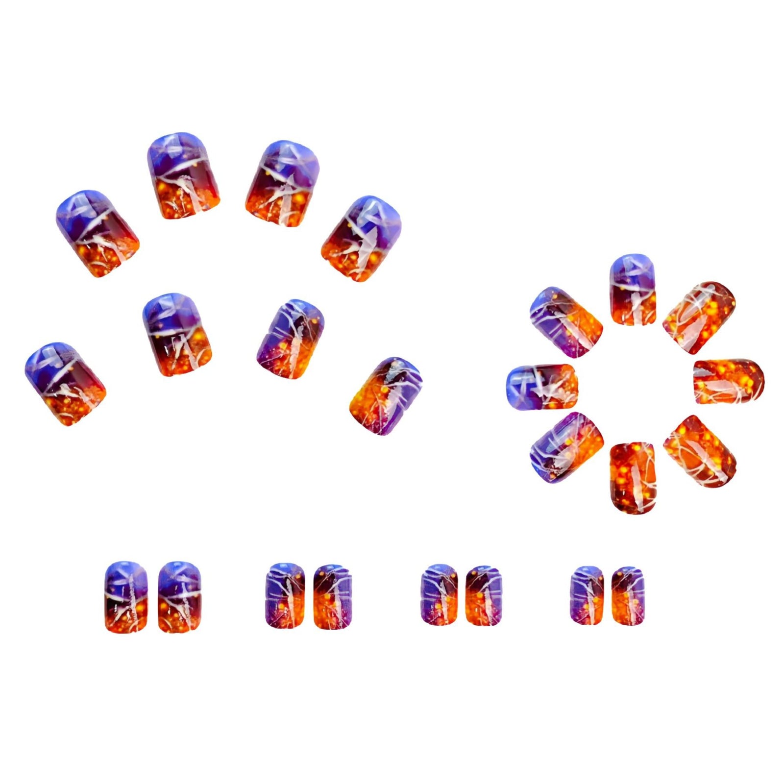 24pcs/Set Fiery Glitter Stripe Press-On Nails