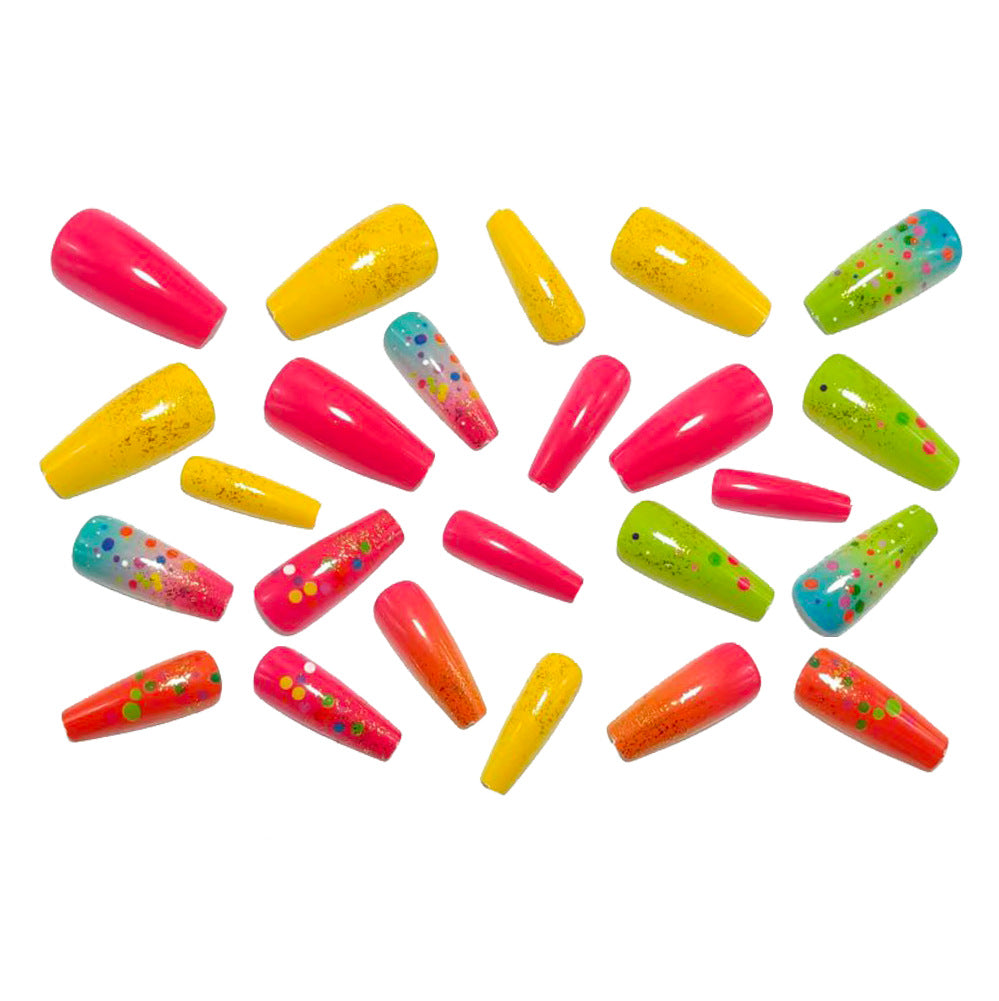 24pcs/Set Gradient Colorful Polka Dots Press-On Nails