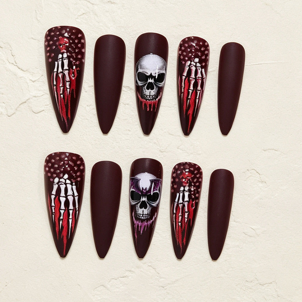 24pcs/Set Bloody Skeleton Bones Press-On Nails