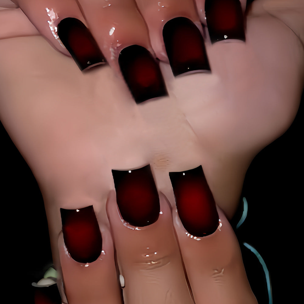 24pcs/Set Black to Red Ombre Press-On Nails