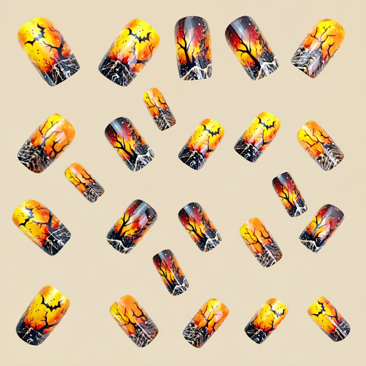 24pcs/Set Bat Forest Press On Nails