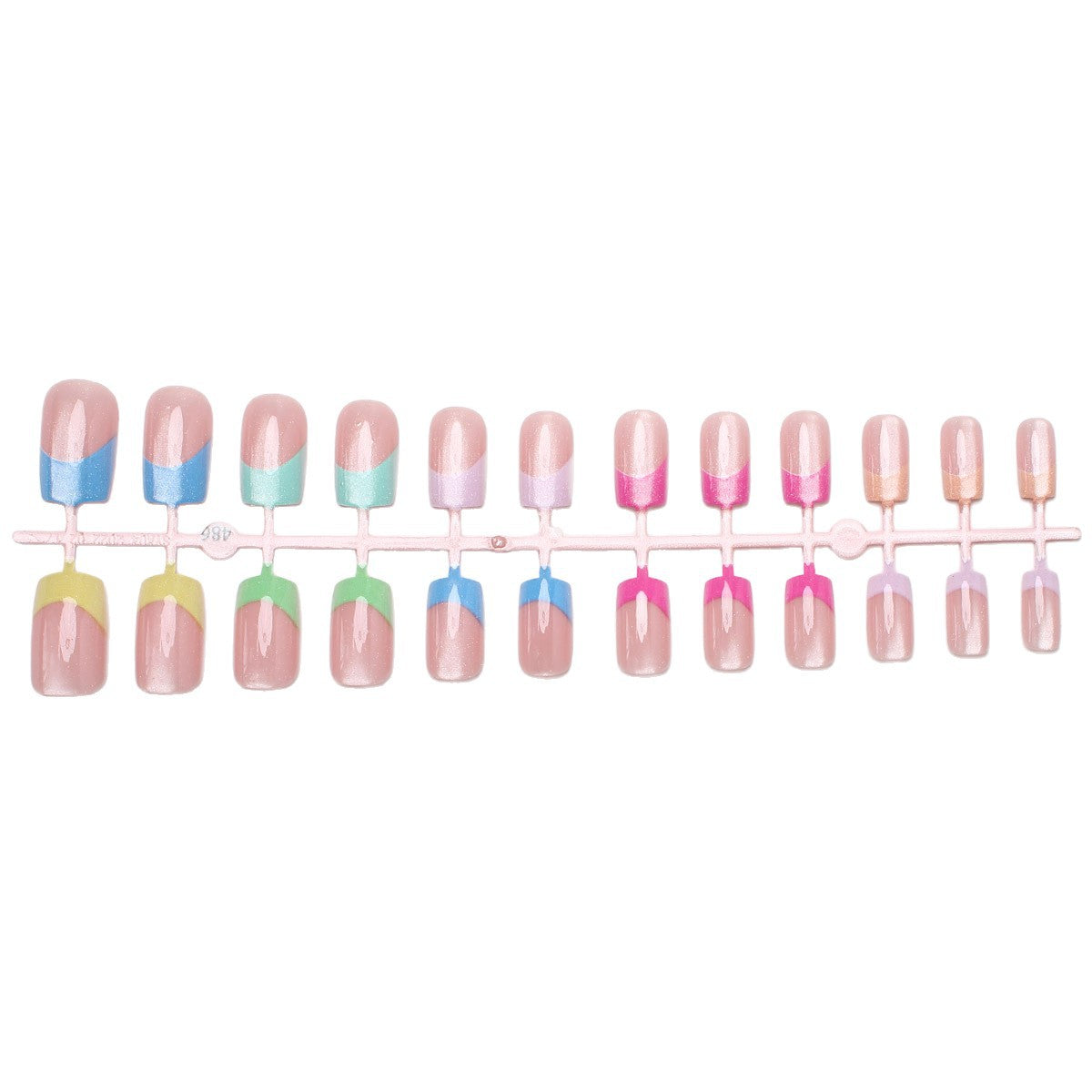 24pcs/Set Rainbow Color-Block French Cat Eye Press-On Nails