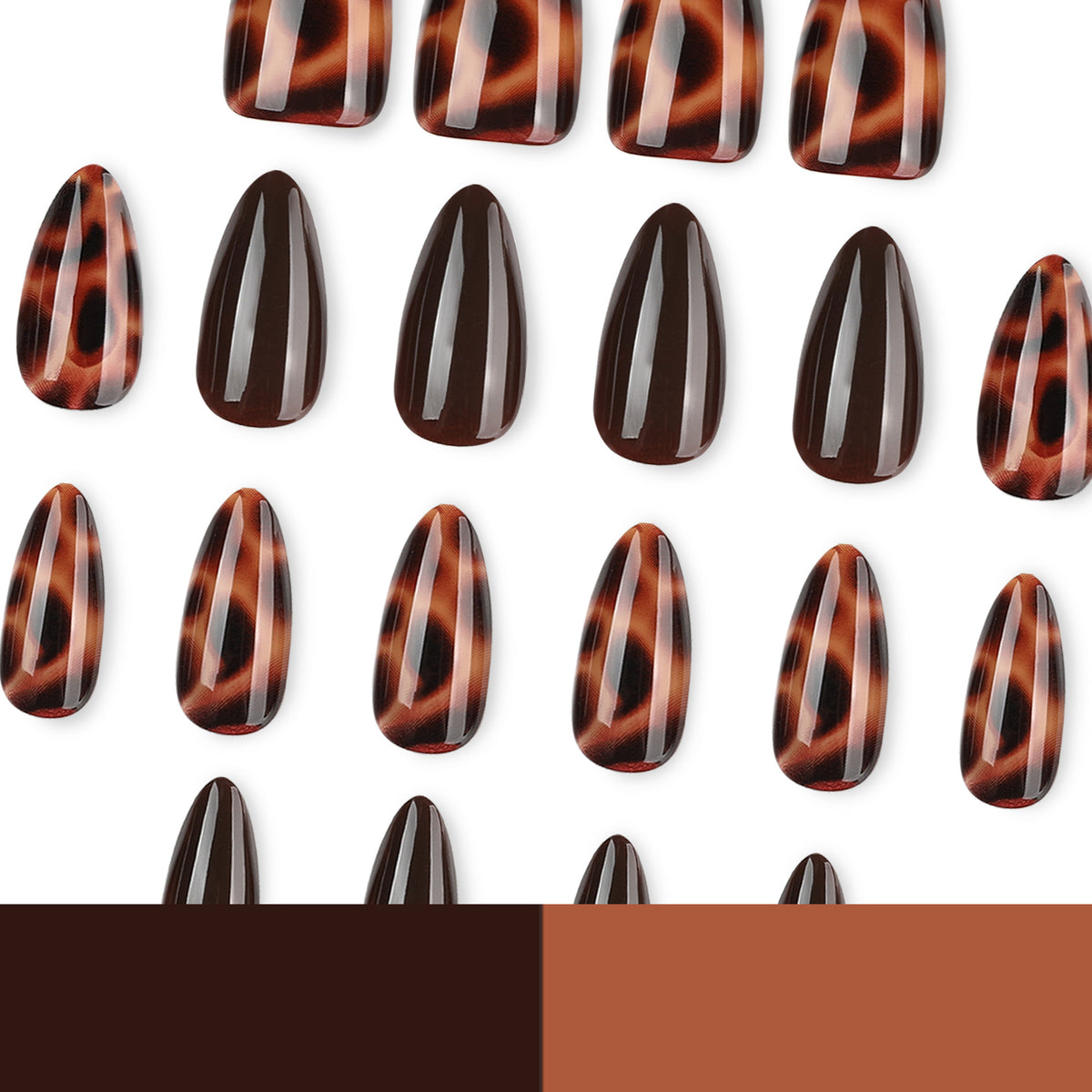 24pcs/Set Amber Tortoiseshell Leopard Print Press On Nails