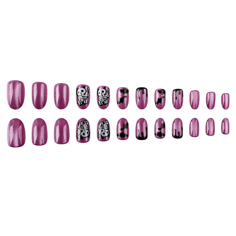 24pcs/Set Electric Shock Cat & Bat Press On Nails